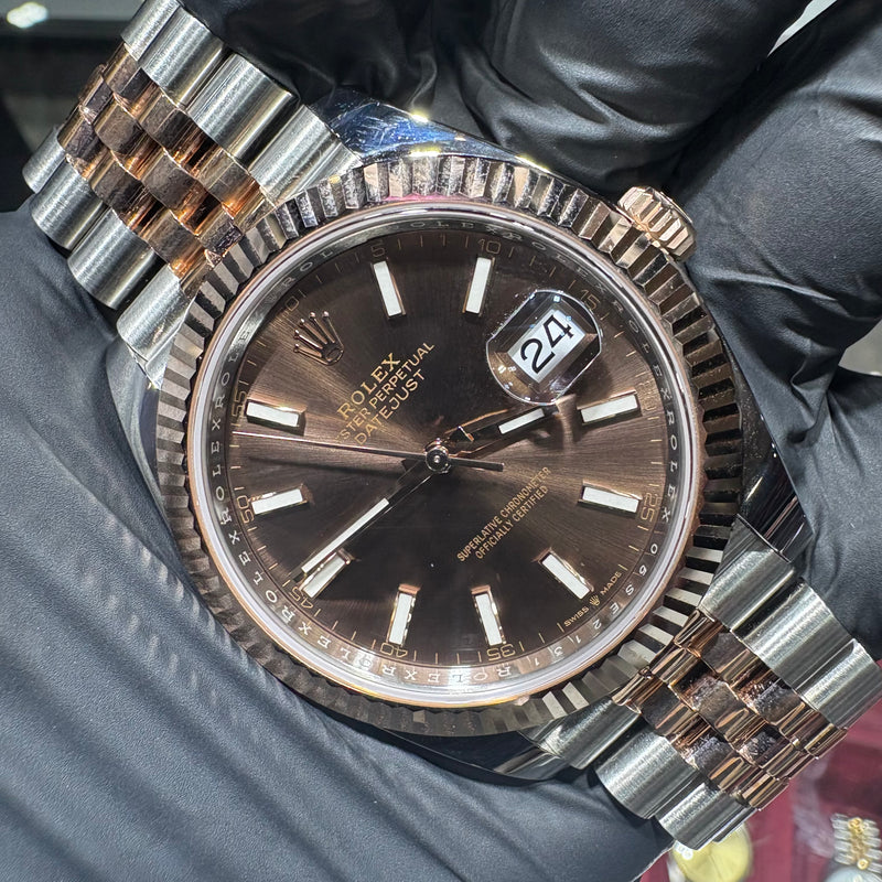 2024 Rolex DateJust 41mm | Two Tone Rose Gold | Chocolate Stick Dial