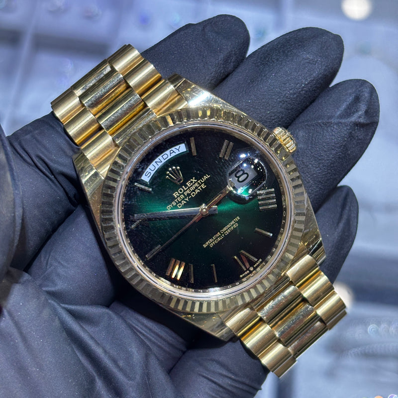 2024 Rolex Day-Date 40mm | 18K Yellow Gold | Green Ombre Dial, photo 1 of 2
