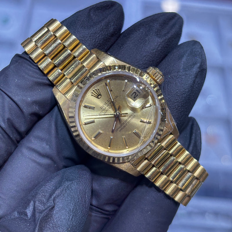 Rolex Lady-Datejust 26mm | 18K Yellow Gold | Champagne Stick Dial, photo 1 of 2