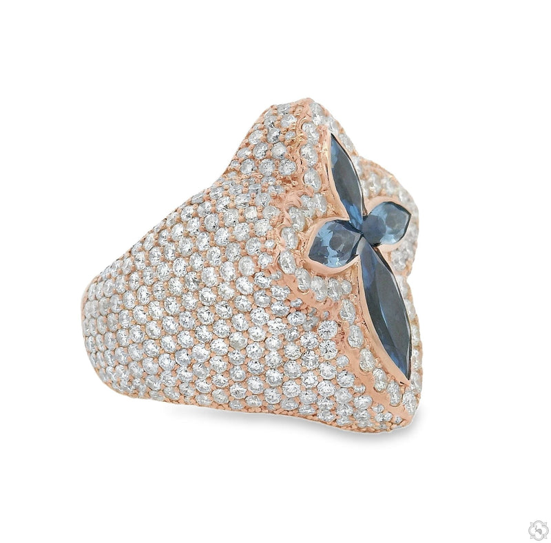 10K Gold Iceberg Celestial Blue Quartz Crystals Diamond Ring, photo 3 of 6