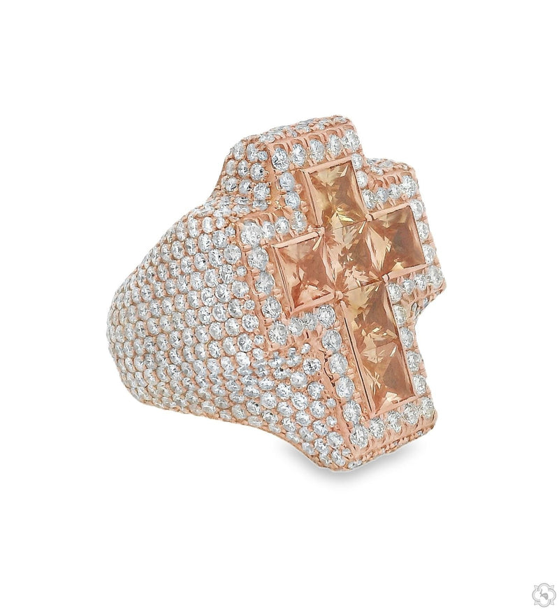 10K Gold Iceberg Quartz Crystals Cross Ring, photo 3 of 5