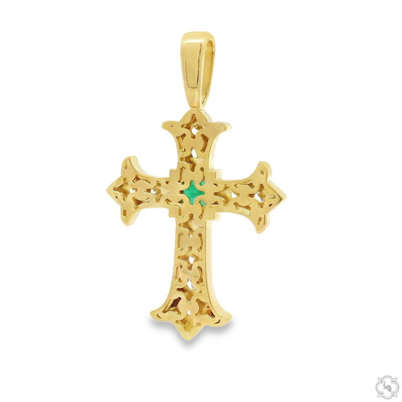 10K Gold Imperial Emerald Cross Medium with Lab-Grown Diamonds, photo 6 of 10