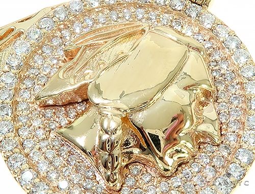 14K Gold Native American Indian Head Diamond Pendant, photo 4 of 7