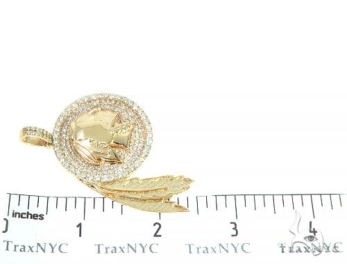 14K Gold Native American Indian Head Diamond Pendant, photo 7 of 7