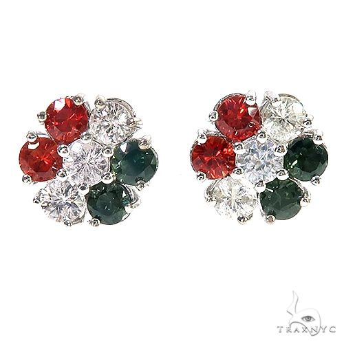 14K Gold Italy Hungary Sapphire Flower Earrings