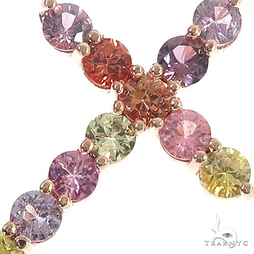 14K Gold Jesse Cakes Sapphire Cross Pendant, photo 3 of 6