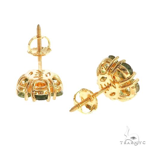 14K Gold Jungle Sapphire Flower Earrings, photo 3 of 3