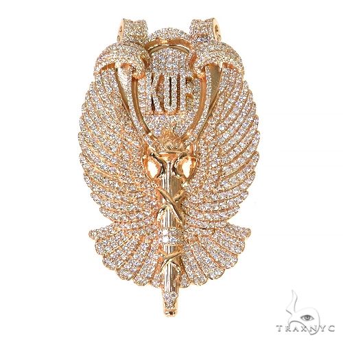 Diamond torch symbol pendant in white metal – front-facing view showing full torch motif with pave diamond coverage