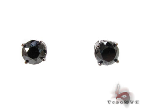 Ladies black diamond stud earrings totaling 1.00 carat