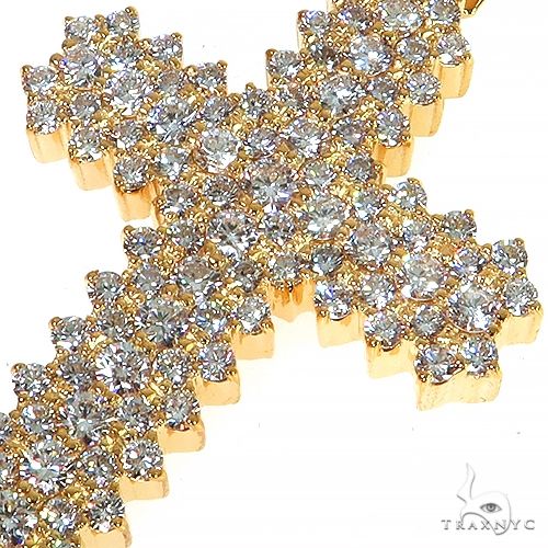 14K Gold Large Diamond Cross Pendant (Lab), photo 3 of 6