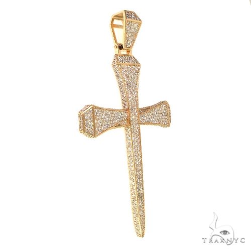 14K Gold Large Diamond Nail Cross, photo 2 of 7