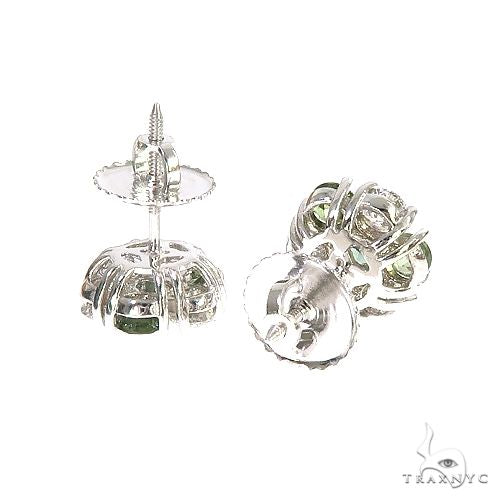 14K Gold Large Forest Green Diamond Sapphire Flower Earrings, photo 3 of 3