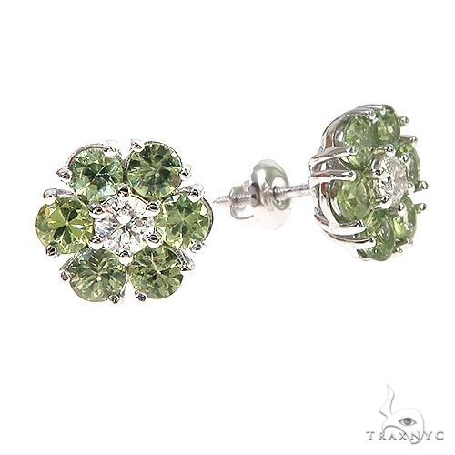 14K Gold Meadow Bloom Sapphire Diamond Earrings Large, photo 2 of 6