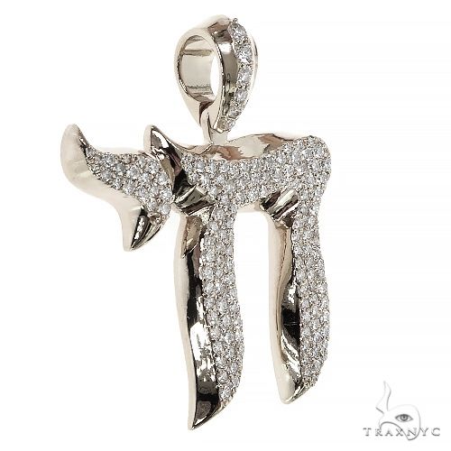 Large Jewish Chai Lab-Grown Diamond Pendant ,925 Silver, photo 2 of 7