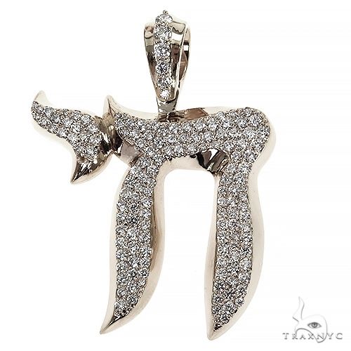 Large Jewish Chai Lab-Grown Diamond Pendant ,925 Silver, photo 4 of 7