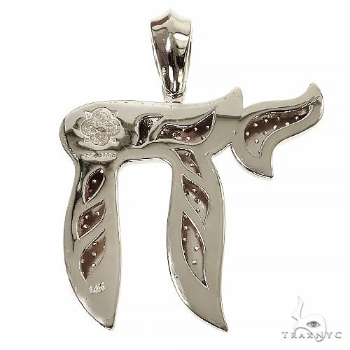 Large Jewish Chai Lab-Grown Diamond Pendant ,925 Silver, photo 5 of 7