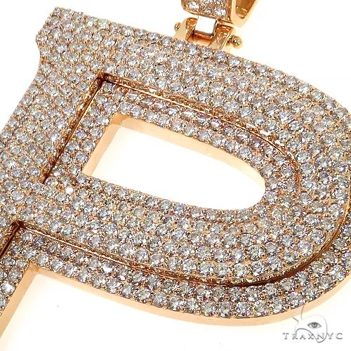 14K Gold Large Size Lab-Grown Diamond Initial Pendant, photo 3 of 7