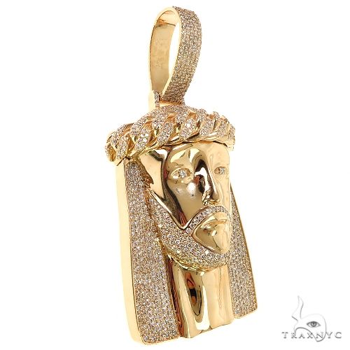 14K Gold Large Size Jesus Diamond Pendant, photo 2 of 7