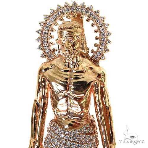 14K Gold Large St. Lazarus Diamond Pendant, photo 3 of 7