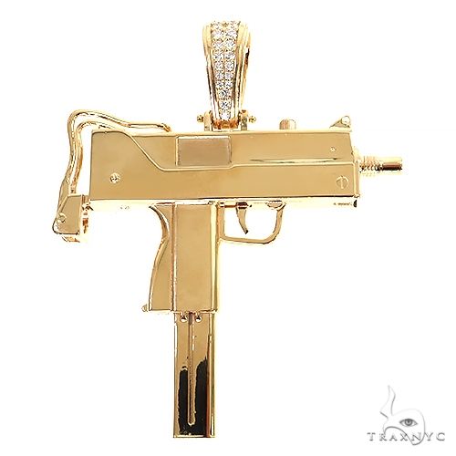 Large Uzi submachine Gun Diamond Pendant 68886 - Image 1