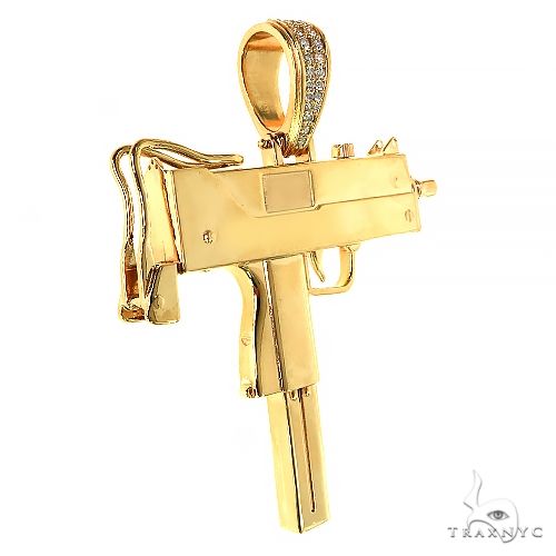 Large Uzi submachine Gun Diamond Pendant 68886 - Image 2