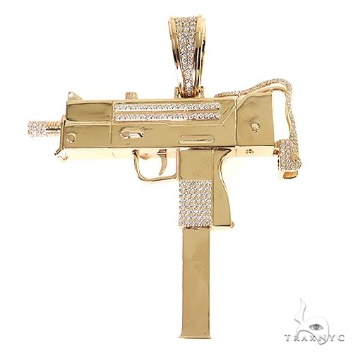 Large Uzi submachine Gun Diamond Pendant 69464 | TraxNYC