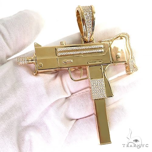 Large Uzi submachine Gun Diamond Pendant 69464 - Image 7