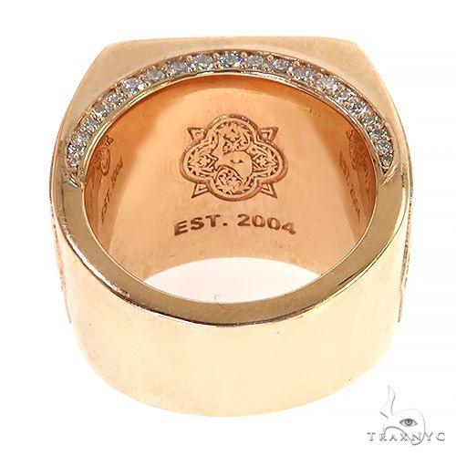 14K Gold Leather Cut Amethyst Diamond Ring, photo 4 of 6
