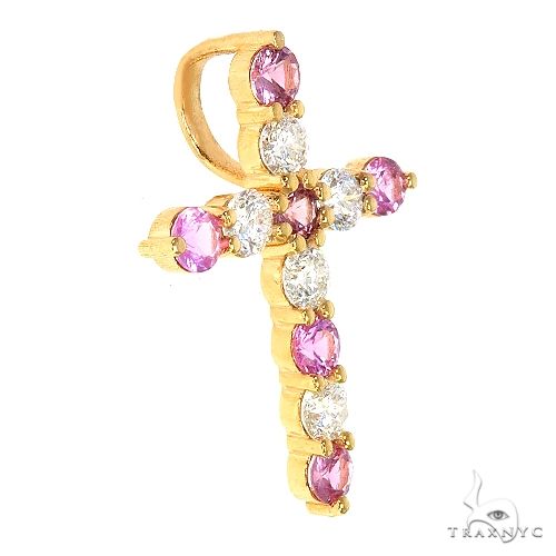 14K Gold Majesty Sapphire Diamond Cross, photo 2 of 6