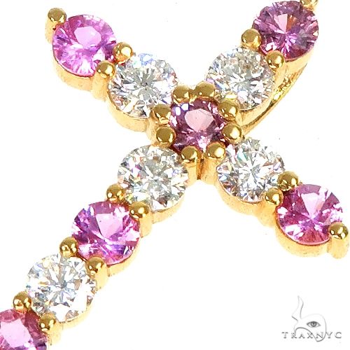 14K Gold Majesty Sapphire Diamond Cross, photo 3 of 6
