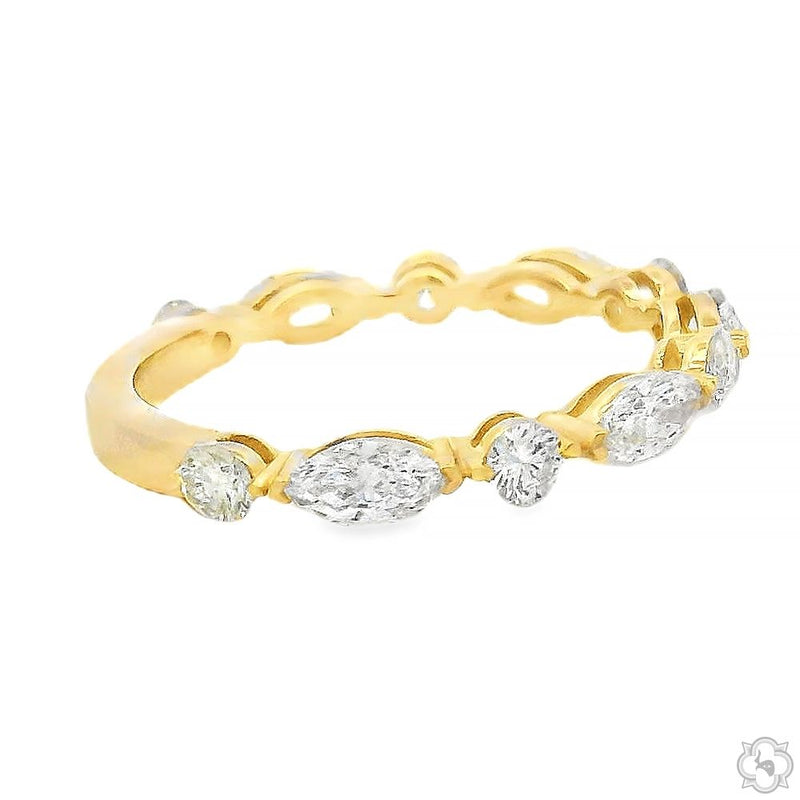 14K Gold Marquise and Round Diamond Semi-Eternity Band, photo 2 of 5