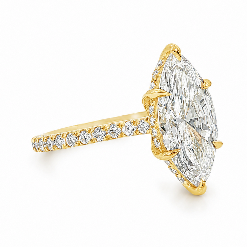 Marquise Cathedral Pavé Engagement Ring in 14K gold, view 6
