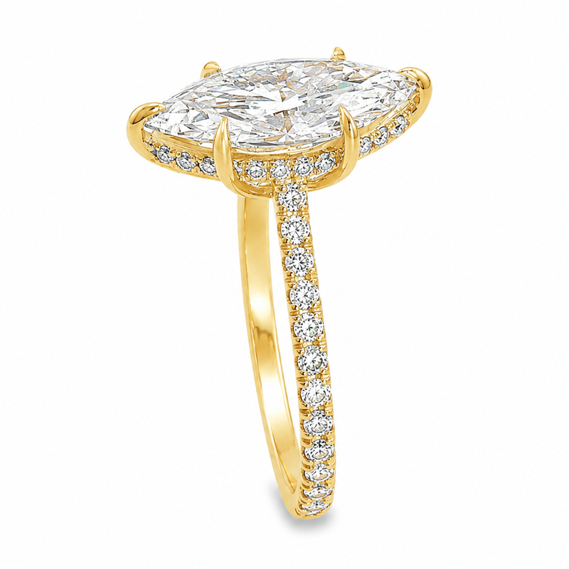 Marquise Cathedral Pavé Engagement Ring in 14K gold, view 8