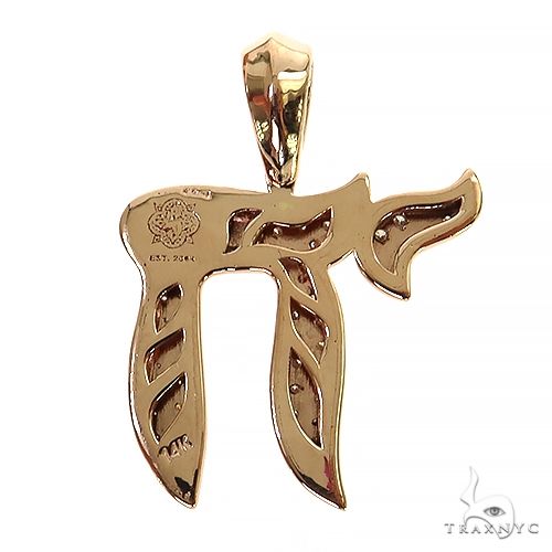 14K Gold Medium Jewish Chai Diamond Pendant, photo 4 of 8
