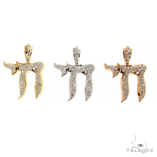 14K Gold Medium Jewish Chai Diamond Pendant, photo 8 of 8