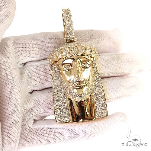 14K Gold Medium Size Jesus Diamond Pendant, photo 7 of 7