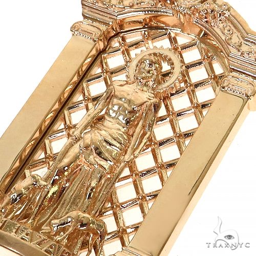 14K Gold Medium Solid St. Lazarus Pendant, photo 3 of 6