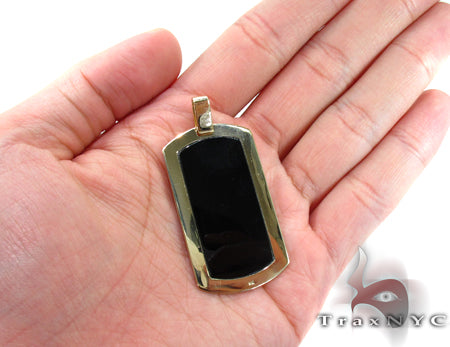 Medium 14K Yellow Gold Onyx Dog Tag, photo 3 of 6