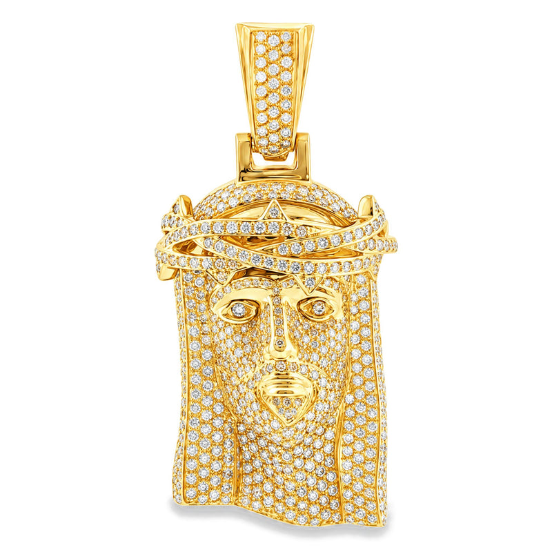 Medium 14K Gold Diamond Jesus Pendant 67778 - TRAX1