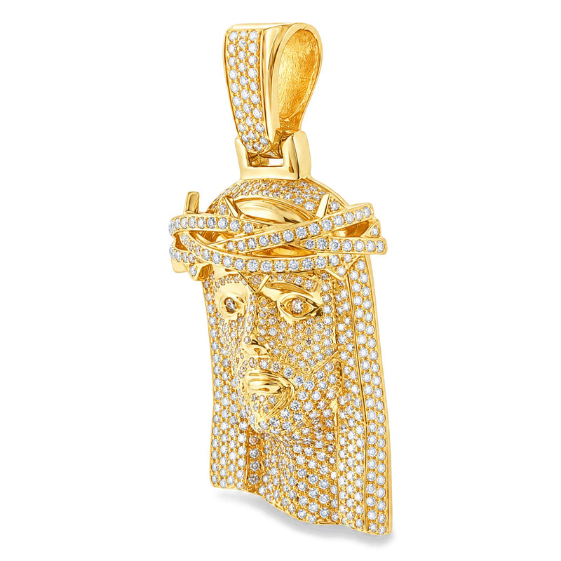 Medium 14K Gold Diamond Jesus Pendant 67778 - TRAX4