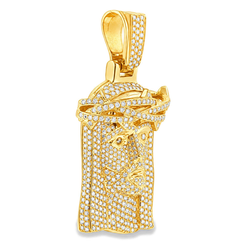 Medium 14K Gold Diamond Jesus Pendant 67778 - TRAX5