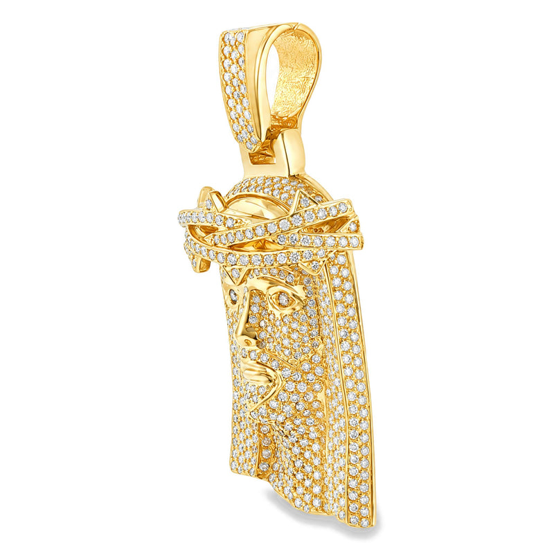 Medium 14K Gold Diamond Jesus Pendant 67778 - TRAX6