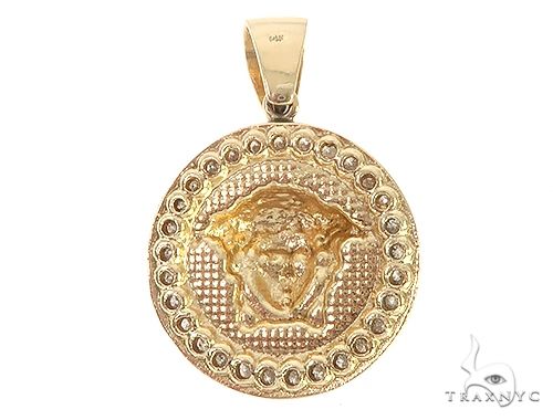 14K Gold Medusa Diamond Pendant, photo 3 of 6
