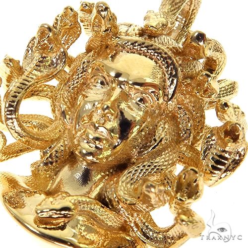 14K Gold Medusa Head Pendant, photo 3 of 7