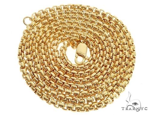 Mens 14k Hollow Yellow Gold Round Box Chain 22 Inches 3.5mm 48774 - Image 3