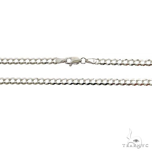 Mens 14k Solid White Gold Curb Chain 24 Inches 3.6mm 47175 - Image 3