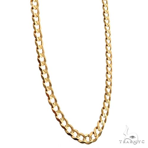 Mens 14k Solid Yellow Gold Curb Link Chain 22 Inches 3.3mm, photo 2 of 5