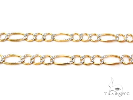 Mens 14k Solid Yellow Gold Diamond Cut Figaro Link Chain 24 Inches 7mm 47353 - Image 2