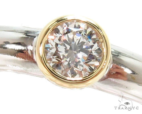 Mens 18K Yellow Gold Bezel Diamond Platinum Wedding Ring, photo 3 of 7