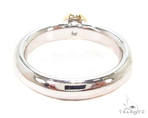 Mens 18K Yellow Gold Bezel Diamond Platinum Wedding Ring, photo 6 of 7